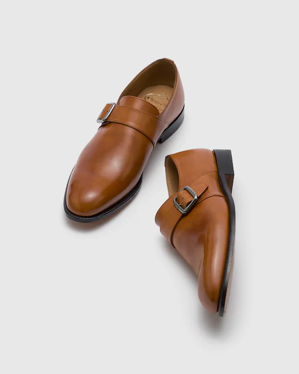 Westbury Monk Strap en cuir de veau blanchi