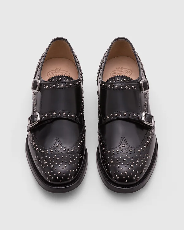 Lana Met. Brogue Monk à brides poli avec clous