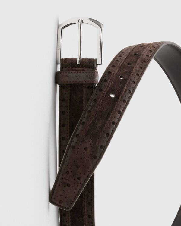 Ceinture Brogue en Suede Ancienne