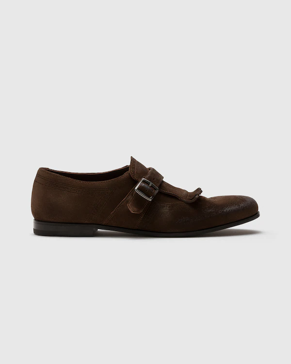 Chaussures à lacets Monk en daim vieilli au laser Shanghai