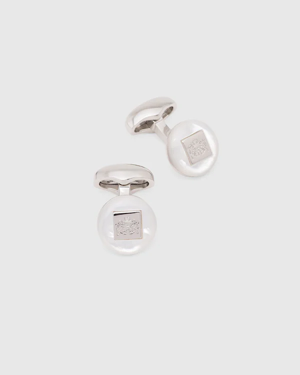 Cameo Crest Cufflink en Hématite et plaqué rhodium