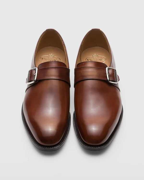 Westbury Monk Strap en cuir de veau décoloré