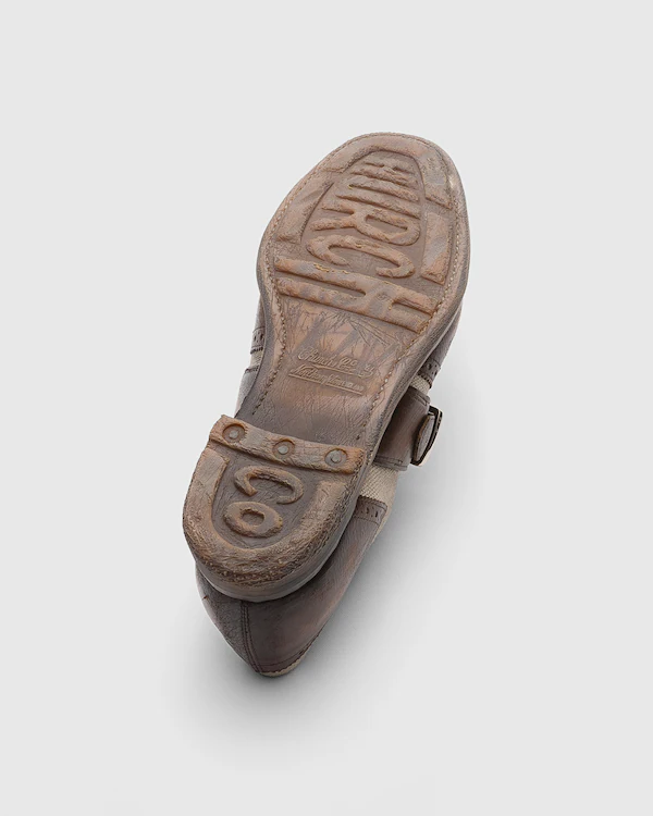 Chaussure à boucle en cuir vieilli et lin Shanghai W