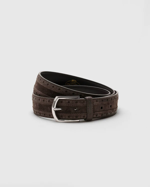 Ceinture Brogue en Suede Ancienne
