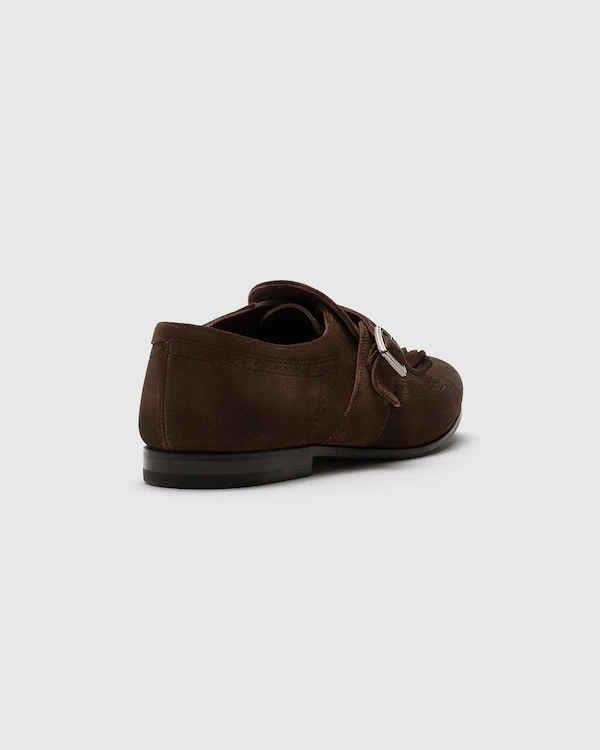 Chaussures à lacets Monk en daim vieilli au laser Shanghai