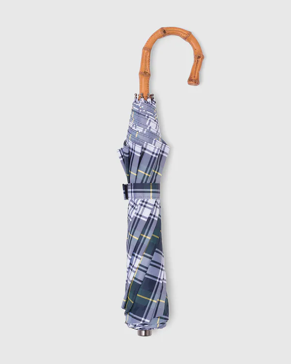 Parapluie télescopique à motif tartan et manche Whangee