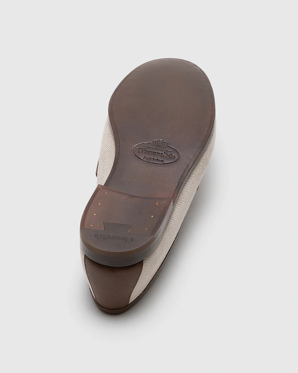 Mocassin en lin et cuir brossé fumé