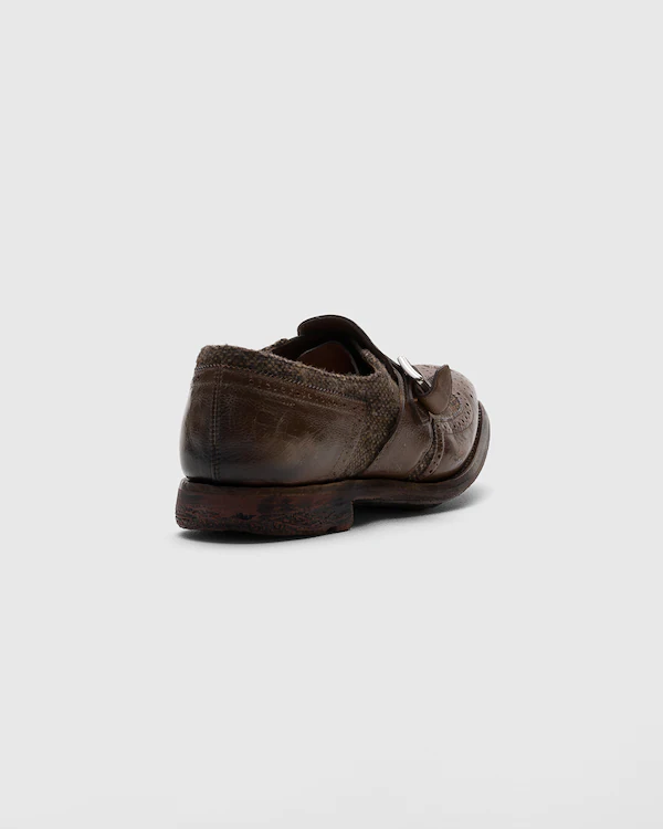 Chaussures à lacets Shanghai W en cuir vieilli et laine tartane