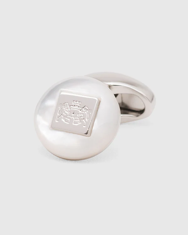 Cameo Crest Cufflink en Hématite et plaqué rhodium