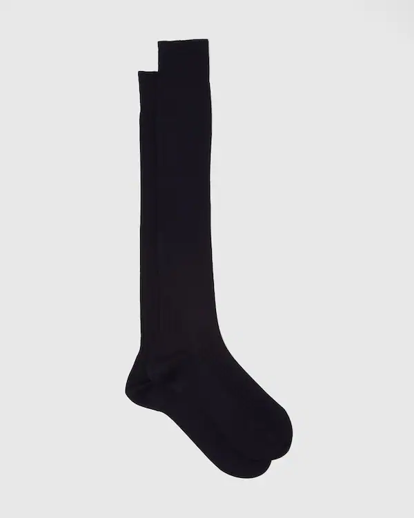 Chaussettes noires en coton jersey long